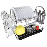 Égouttoir à vaisselle en acier chromé à 2 niveaux